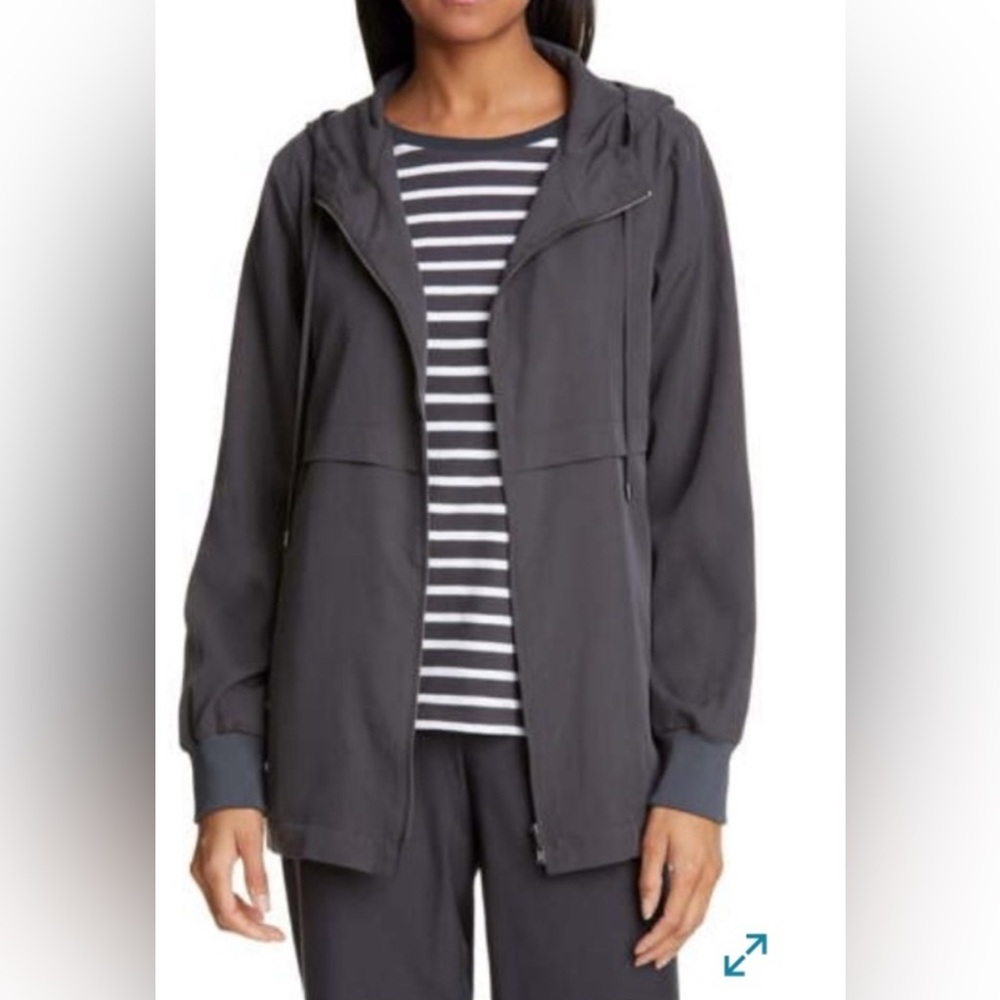 #101 Eileen Fisher Graphite Sandwashed Hooded Jacket Small